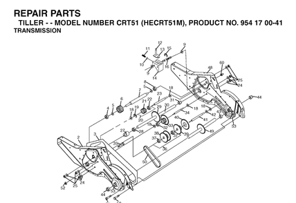 Transmission Diagram and Parts List for CRT51 (HECRT51M)(2003-09) Husqvarna Cultivator