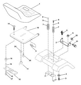 Seat Assembly Diagram and Parts List for LTH2042 (954571953-A)(2003-12) Husqvarna Lawn Tractor