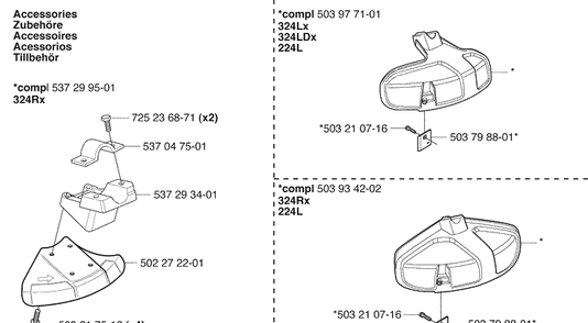 Accessiores 1 Diagram and Parts List for 324RX 2009-06 Husqvarna Brush Cutter