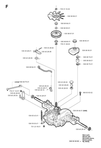 Transmission Diagram and Parts List for R16 2003-01 Husqvarna Lawn Tractor