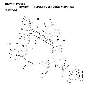 Front Axle Diagram and Parts List for LR122 (954140105A)(1999-09) Husqvarna Lawn Tractor