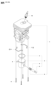 Cylinder Piston Diagram and Parts List for 435 20081800001-20090400000 Husqvarna Chainsaw