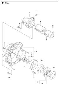 Clutch Diagram and Parts List for 241R 20144900001-Current Husqvarna Brush Cutter
