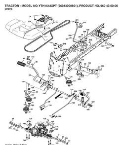 Drive Diagram and Parts List for YTH1542XP (96043000601)(2006-03) Husqvarna Lawn Tractor