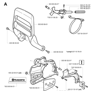 Chain Brake 2 Diagram and Parts List for 345 20013500001-20030100000 Husqvarna Chainsaw