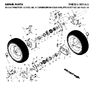 Wheels And Tires Diagram and Parts List for 1130SBEXP (96193001800, 961930018)(2006-10) Husqvarna Snow Blower