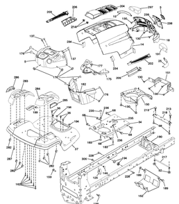 Chassis And Enclosures Diagram and Parts List for LTH174 (96041024401)(2012-8) Husqvarna Lawn Tractor
