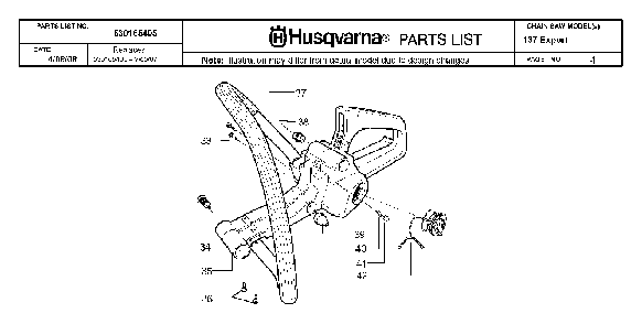 Fuel Tank And Handle Diagram and Parts List for 137 20082200001 Husqvarna Chainsaw