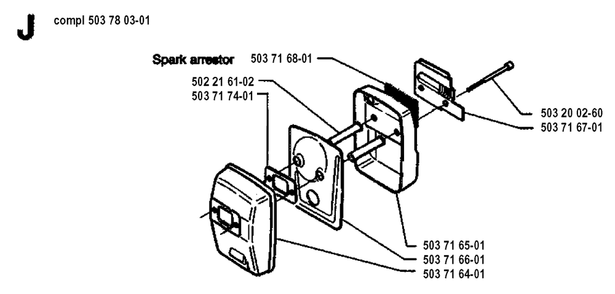 Muffler Diagram and Parts List for 225RD 19942300001 - 19951000000 Husqvarna Trimmer