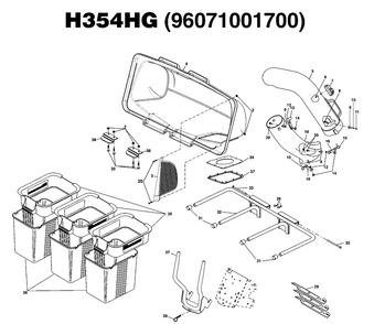Bagger Diagram and Parts List for 96071001700 2007-05 Husqvarna Lawn Tractor Accessories