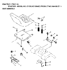 Seat Diagram and Parts List for LT125 (HC12542C, 954002711)(1996-04) Husqvarna Lawn Tractor