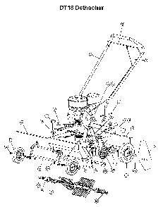 Chassis, Engine And Pulleys Diagram and Parts List for DT18C 2001-03 Husqvarna Dethatcher