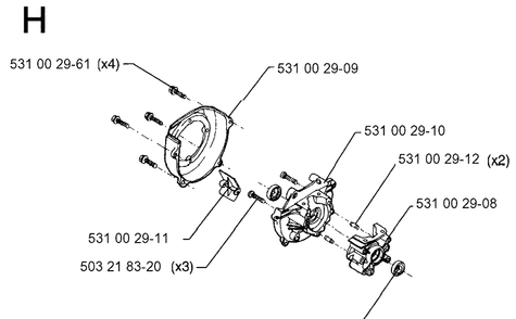 Crankcase Diagram and Parts List for 26H 19930600001-19941000000 Husqvarna Hedge Trimmer