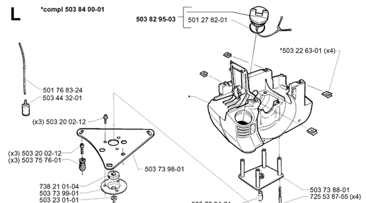 Crankcase Diagram and Parts List for 240RBD 19970500001-20004000000 Husqvarna Brush Cutter