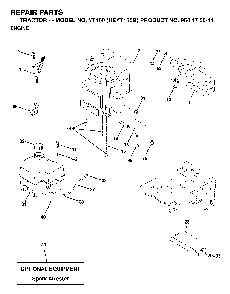 Engine And Cutting Equipment Diagram and Parts List for YT150 (HEYT155B, 954170011)(1998-12) Husqvarna Lawn Tractor