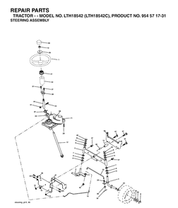 Steering Diagram and Parts List for LTH18542-LTH18542C 2004-08 Husqvarna Lawn Tractor