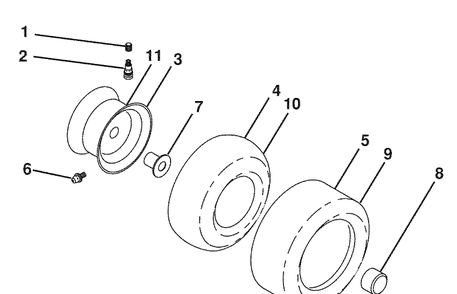 Wheels And Tires Diagram and Parts List for 2042LS (96043006200)(2008-11) Husqvarna Lawn Mower