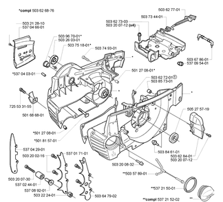Crakcase Diagram and Parts List for 365EPA 2005-05 Husqvarna Chainsaw