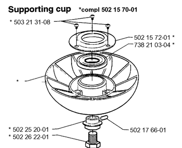 Supporting Cup Diagram and Parts List for 19951400001-19961400000  Husqvarna Edger