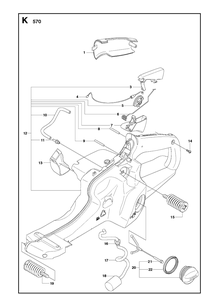 Fuel Tank Diagram and Parts List for 570 (570 EPA)(20090100001-Current) Husqvarna Chainsaw