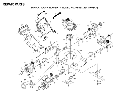 Product Complete Diagram and Parts List for 51MDT (954140034A)(1997-01) Husqvarna Lawn Mower