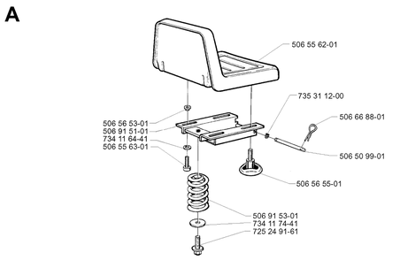 Seat Diagram and Parts List for R13BIO 1999-11 Husqvarna Lawn Tractor