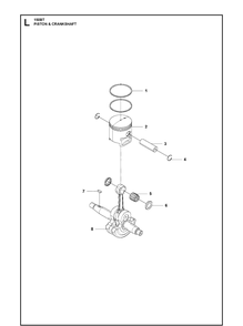 Piston And Crankshaft Diagram and Parts List for 150BT  Husqvarna Leaf Blower / Vacuum