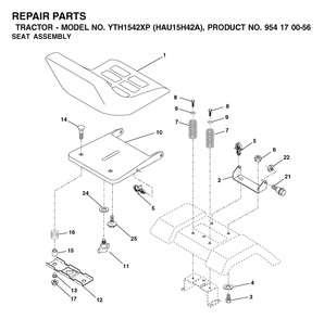 Seat Diagram and Parts List for YTH1542XP (954170056-A)(2003-01) Husqvarna Lawn Tractor