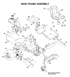 Mainframe, Left Side Diagram and Parts List for CZ4815KAA (968999219)(2003-05) Husqvarna Lawn Mower