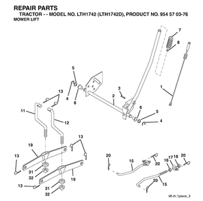 Engine Diagram and Parts List for LTH1742-LTH1742D 2003-05 Husqvarna Lawn Tractor