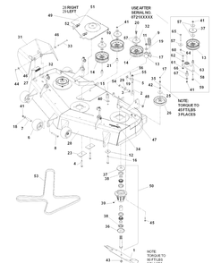 52 Inch Cutting Deck Diagram and Parts List for IZ5225TXPKOA (968999307)(2007-04) Husqvarna Lawn Mower