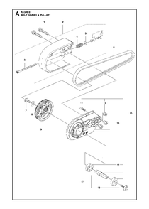 Belt Guard And Pulley Diagram and Parts List for K6500II 2016-06 Husqvarna Circular Saw