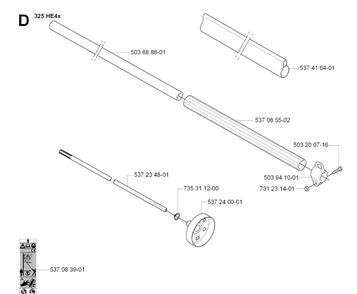 Shaft Diagram and Parts List for 325HE4 (X-SERIES)(20070100001-20090900000)(2007) Husqvarna Hedge Trimmer