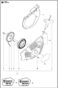 Starter Diagram and Parts List for 562XPG  Husqvarna Chainsaw