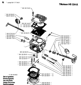 Carburetor Details Diagram and Parts List for 266  Husqvarna Chainsaw