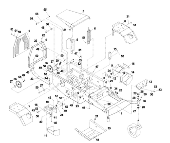 Main Frame Assembly Diagram and Parts List for BZ6134D (968999214)(2003-03) Husqvarna Lawn Mower