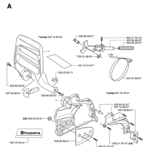 Chain Brake And Clutch Cover Diagram and Parts List for 359 20070900001-Current Husqvarna Chainsaw