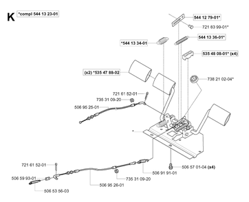 Pedals Diagram and Parts List for R11 (953519401)(2006-01) Husqvarna Lawn Tractor