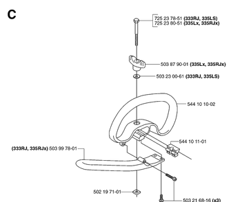 Handle Diagram and Parts List for 335LS 20070100001-Current Husqvarna Edger