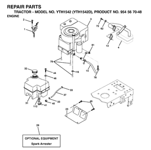 Engine Diagram and Parts List for YTH1542 (954567048)(2001-11) Husqvarna Lawn Tractor