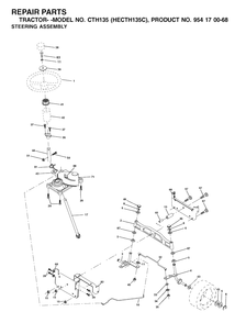Steering Diagram and Parts List for CTH135 (954170068-C)(2002-02) Husqvarna Lawn Tractor