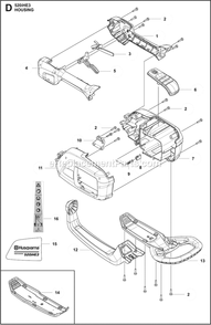 Housing Diagram and Parts List for 520IHE3  Husqvarna Trimmer