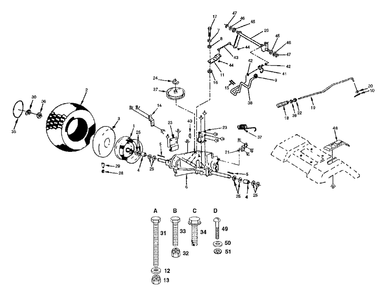 Transaxle And Rear Wheel Diagram and Parts List for LT125 (954000332-D)(1991-10) Husqvarna Lawn Tractor