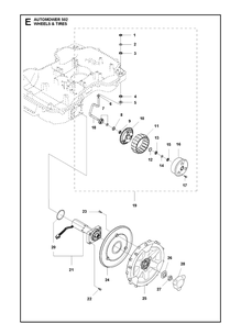 Wheels And Tires Diagram and Parts List for 502 2021-01 Husqvarna Lawn Mower