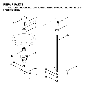 Steering Diagram and Parts List for LTH130 (HE13H36H, 954820001)(2000-02) Husqvarna Lawn Tractor