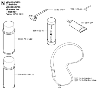 Accessories Diagram and Parts List for 325HA850 20040100001-20050600000 Husqvarna Hedge Trimmer
