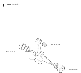 Crankshaft Diagram and Parts List for 345 20070100001-Current Husqvarna Chainsaw