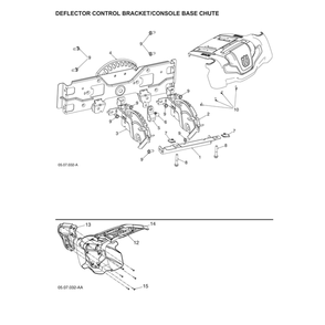 Deflector Control Bracket/Console Base Chute Diagram and Parts List for 970528602  Husqvarna Snow Blower