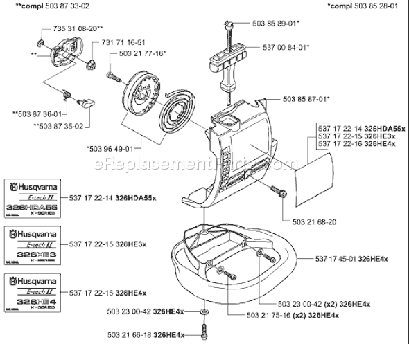 Page M Diagram and Parts List for HA850ATTACHMENT 2004-01 Husqvarna Trimmer