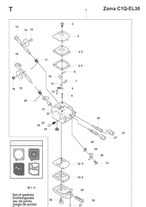 Carburetor Details Diagram and Parts List for 241RJ  Husqvarna Brush Cutter